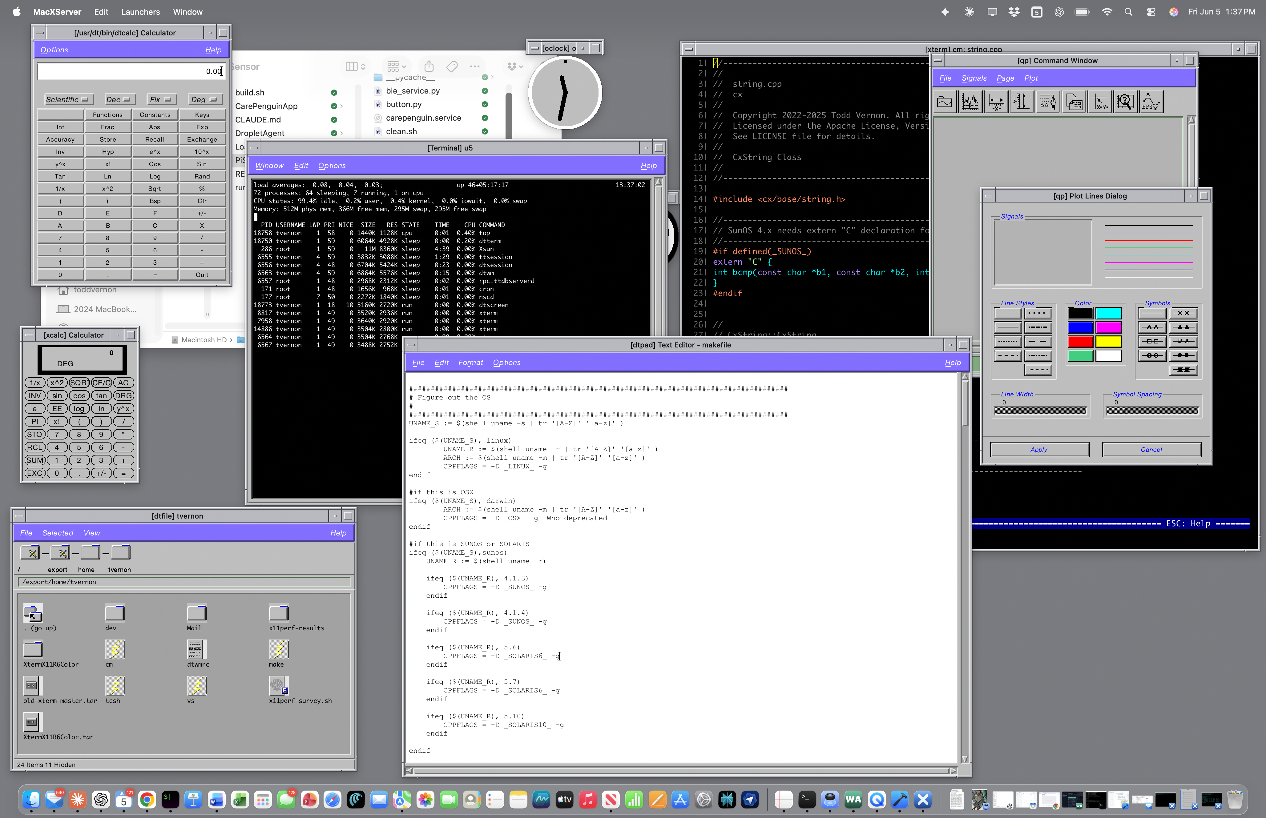 macXserver running classic X applications alongside native Mac apps